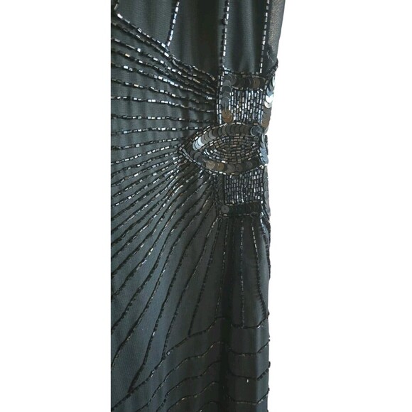 Vintage Brilliante By JA Dress Women's Large Black Beaded Sequins Maxi Lined Zip - Picture 6 of 13